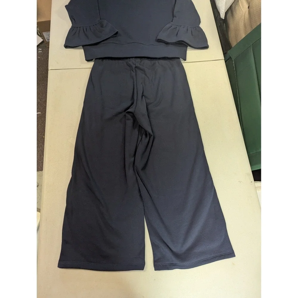 Hammacher Schlemmer European Comfort Lounge Set Navy Blue Portuguese Cotton S - Picture 12 of 16